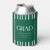 Modern Bold Graduation Party Striped Green Blikjeskoeler (Blikje Voorkant)