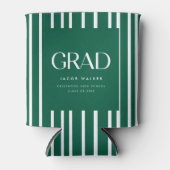 Modern Bold Graduation Party Striped Green Blikjeskoeler (Voorkant)