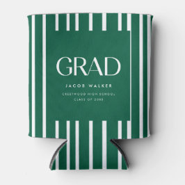 Modern Bold Graduation Party Striped Green Blikjeskoeler