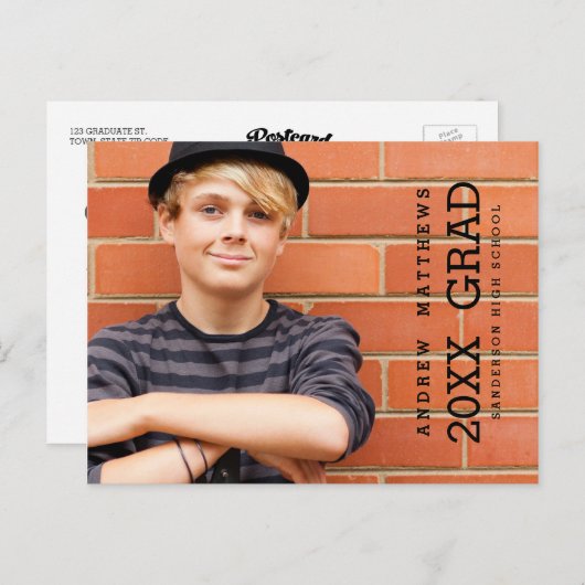 Modern Bold Graduation Party Uitnodiging (Voorkant / Achterkant)