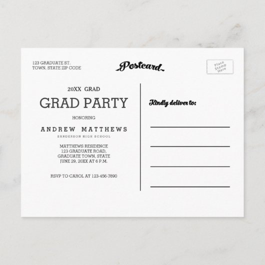 Modern Bold Graduation Party Uitnodiging (Achterkant)