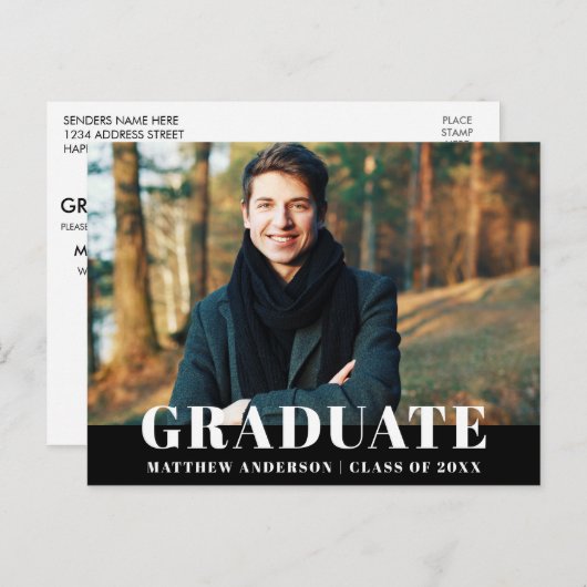 Modern Bold Graduation Party Uitnodiging (Voorkant / Achterkant)