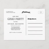 Modern Bold Graduation Party Uitnodiging Briefkaart (Achterkant)