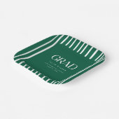 Modern Bold Green Striped Pattern Graduation Party Papieren Bordje (Gebogen)