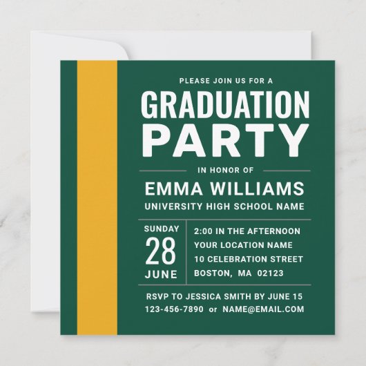 Modern Bold Green Yellow Photo Afstuderen Afstuder Kaart (Achterkant)
