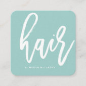 Modern Bold Hair Stylist Script Afspraak Mint Vierkante Visitekaartje (Voorkant)