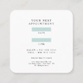 Modern Bold Hair Stylist Script Afspraak Mint Vierkante Visitekaartje (Achterkant)