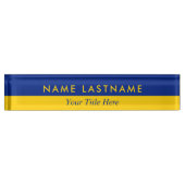Modern Bold Half-Yellow Navy Blue Title Naambordje (Voorkant)