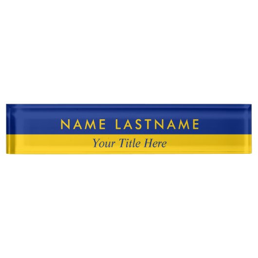 Modern Bold Half-Yellow Navy Blue Title Naambordje (Voorkant)