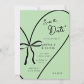 Modern Bold Heart Bow foto bruiloft Save the date Kaart (Voorkant)