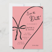 Modern Bold Heart Bow foto bruiloft Save the date Kaart (Voorkant)