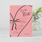 Modern Bold Heart Bow foto bruiloft Save the date Kaart (Staand voorkant)