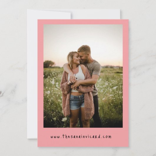 Modern Bold Heart Bow foto bruiloft Save the date Kaart (Achterkant)