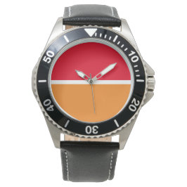 Modern Bold Helder Rood Sinaasappel Wit Kleurblok Horloge