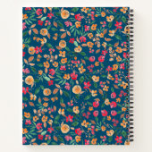 Modern Bold herfst Bloemen waterverf Naam Navy Blu Notitieboek (Achterkant)