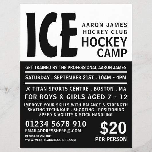 Modern Bold, Hockey Camp Advertising Flyer (Voorkant)