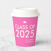 Modern Bold Hot Pink Gepersonaliseerde Graduation  Papieren Bekers (Voorkant)
