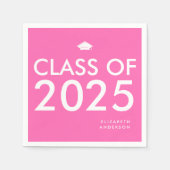 Modern Bold Hot Pink Gepersonaliseerde Graduation  Servet (Voorkant)