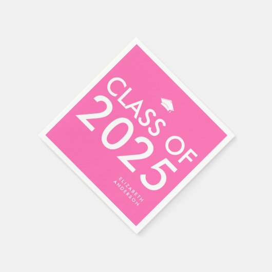 Modern Bold Hot Pink Gepersonaliseerde Graduation  Servet (Hoek)