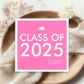Modern Bold Hot Pink Gepersonaliseerde Graduation  Servet