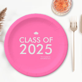 Modern Bold Hot Pink Graduation Party Papieren Bordje