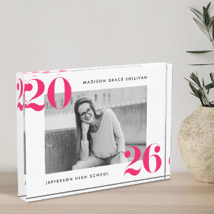 Modern Bold Hot Pink Klasse van 2025 Afstuderen Fotoblokken