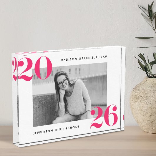 Modern Bold Hot Pink Klasse van 2025 Afstuderen Fotoblokken