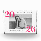 Modern Bold Hot Pink Klasse van 2025 Afstuderen Fotoblokken (Voorkant)