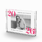 Modern Bold Hot Pink Klasse van 2025 Afstuderen Fotoblokken (Rechts)