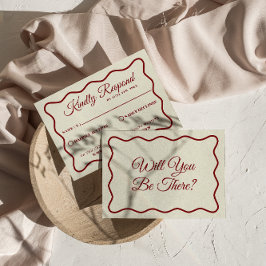 Modern Bold Ivory Retro Funky Unieke Bruiloft RSVP Kaartje