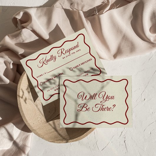 Modern Bold Ivory Retro Funky Unieke Bruiloft RSVP Kaartje