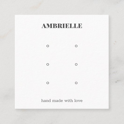 Modern Bold Jewelry 3 Stud Oorbel Display Vierkante Visitekaartje (Voorkant)