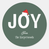 Modern Bold JOY Eenvoudig Elegant Kerstgezin Ronde Sticker (Voorkant)