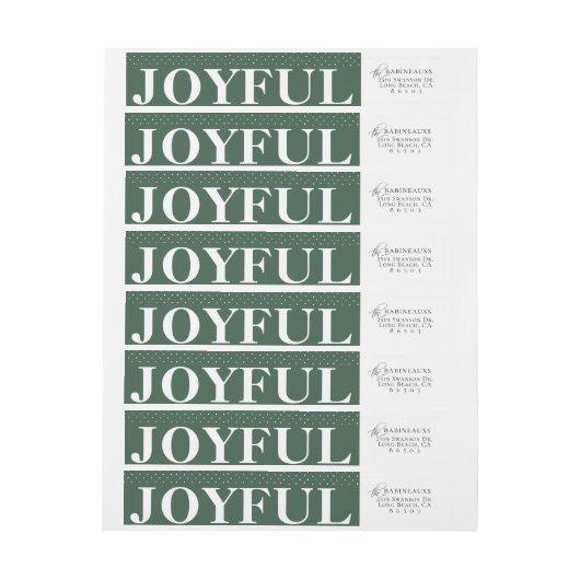 Modern Bold JOYFUL Green Wraparound Address Label (Vel)