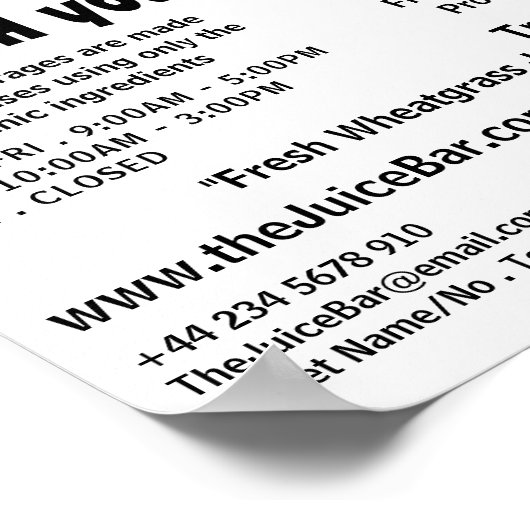 Modern Bold, Juice Bar Advertising Poster (Hoek)