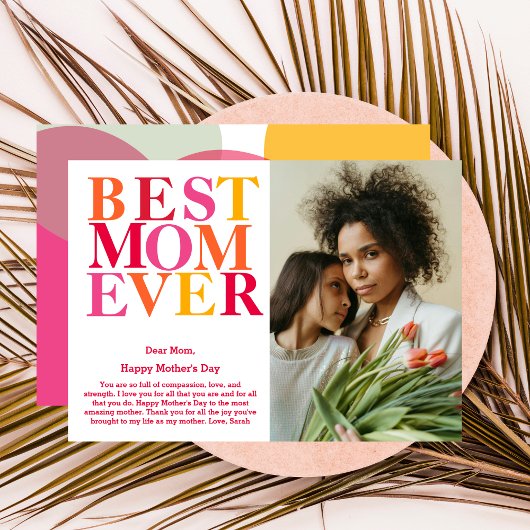 Modern Bold Kleurrijke Beste Moeder Ooit Moederdag Kaart
