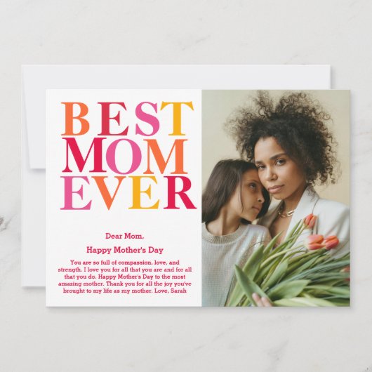 Modern Bold Kleurrijke Beste Moeder Ooit Moederdag Kaart (Voorkant)