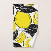 Modern Bold Lemon & Black Leaves  Seamless Pattern Bad Handdoek (Handdoek)