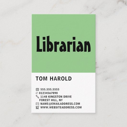 Modern Bold, Librarian Visitekaartje (Voorkant)