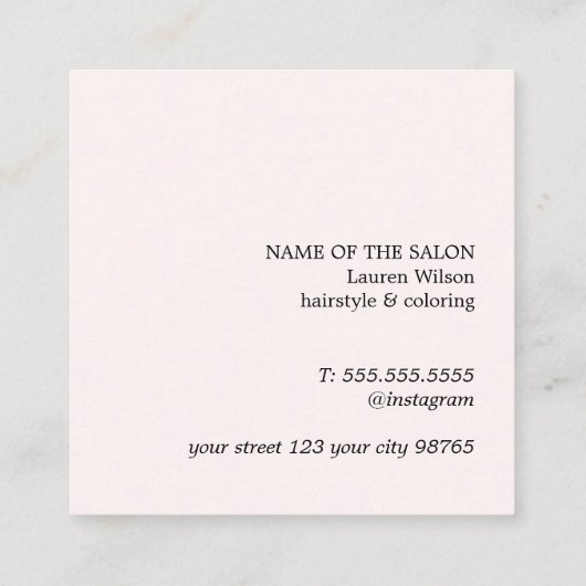 Modern Bold Light Pastel Black Bold Bobby Pin Hair Vierkante Visitekaartje (Achterkant)