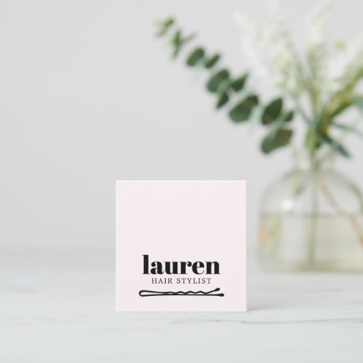 Modern Bold Light Pastel Black Bold Bobby Pin Hair Vierkante Visitekaartje (Staand voorkant)
