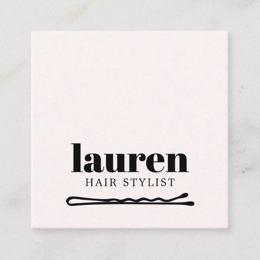 Modern Bold Light Pastel Black Bold Bobby Pin Hair Vierkante Visitekaartje (Voorkant)