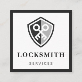Modern Bold Locksmith Services Black & Grey Classy Vierkante Visitekaartje