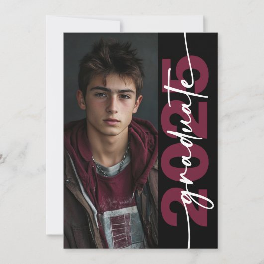 Modern Bold Maroon Typography Afstudeerder Aankond Kaart (Voorkant)