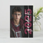 Modern Bold Maroon Typography Afstudeerder Aankond Kaart (Staand voorkant)