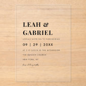 Modern Bold Minimal Foto Monogram Huwelijk Acryl Uitnodigingen (Voorkant)