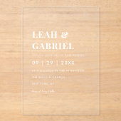 Modern Bold Minimal Foto Monogram Huwelijk Acryl Uitnodigingen (Voorkant)