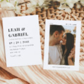 Modern Bold Minimal Foto Monogram Huwelijk Kaart