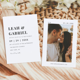 Modern Bold Minimal Foto Monogram Huwelijk Kaart