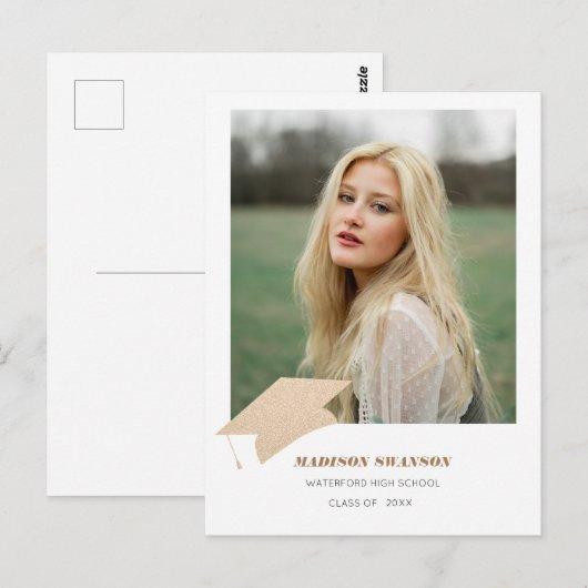 Modern Bold Minimalist Afstudeerder Announcement G Briefkaart (Voorkant / Achterkant)